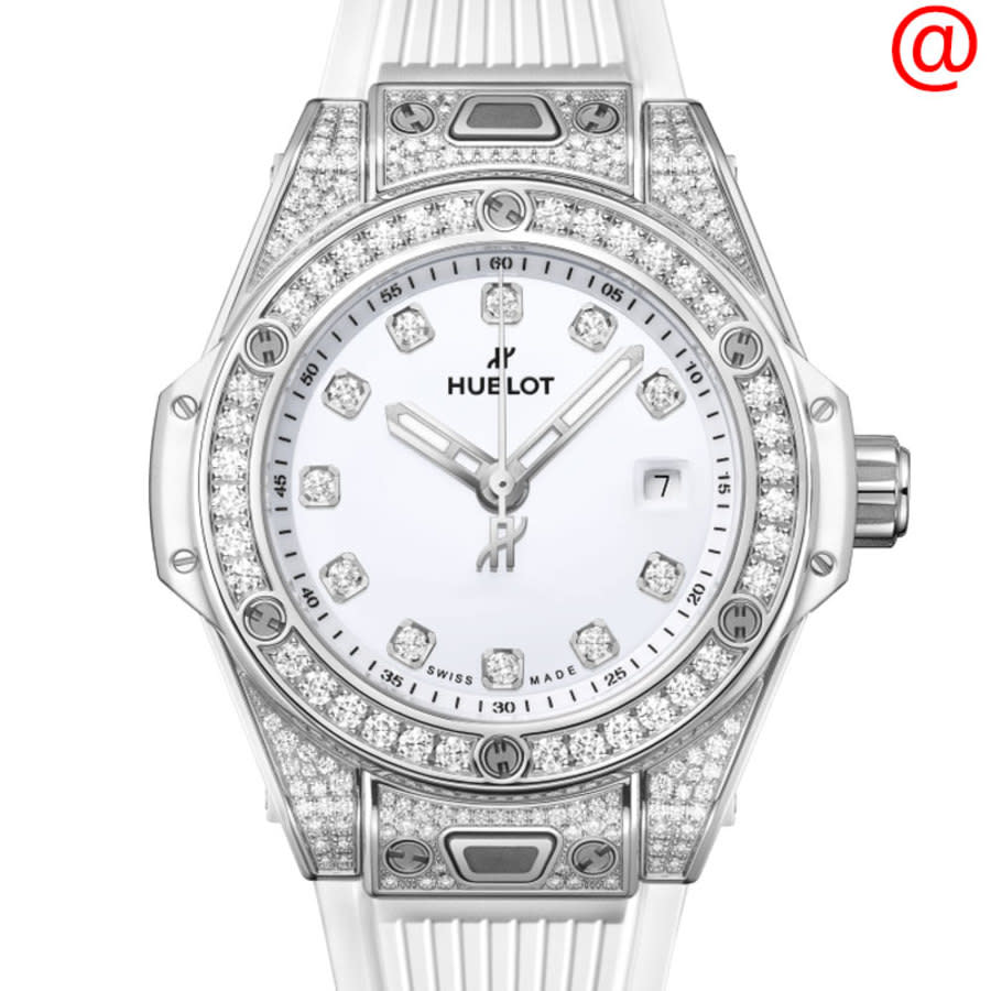 Hublot Big Bang One Click Steel White Pave Automatic Diamond White Dial Ladies Watch 485.SE.2210.RW.1604