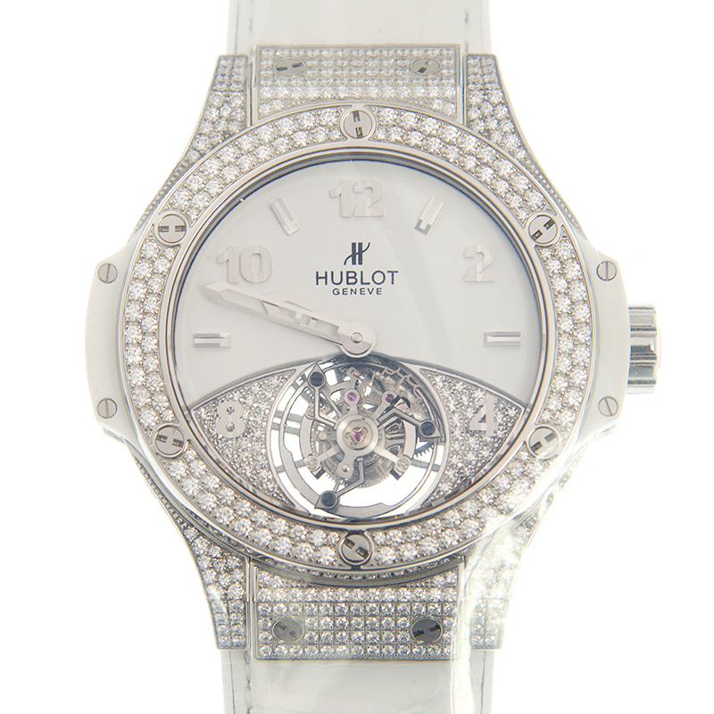 BIG BANG Tourbillon Hand Wind Diamond White Dial Men's Watch