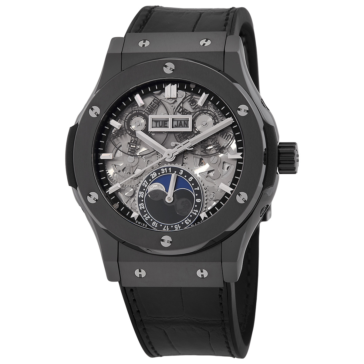 Classic Fusion Aerofusion Moonphase Black Magic Automatic Silver Dial Men's Watch