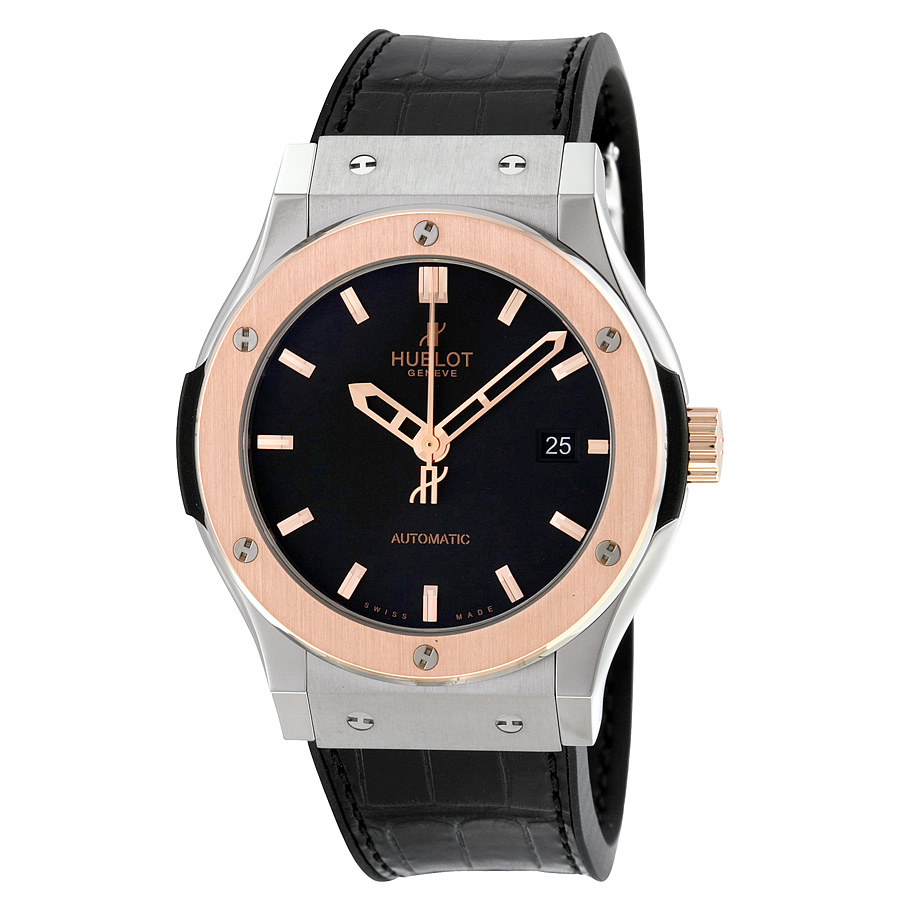Hublot Classic Fusion Automatic Titanium Dial Black Alligator Leather Men's Watch 542.NO.1180.LR