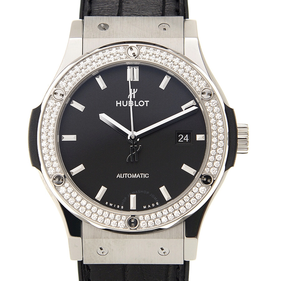 Shop Hublot Classic Fusion Mat Black Dial Automatic Men's Diamond Watch 542.nx.1171.lr.1104 In Black / Grey