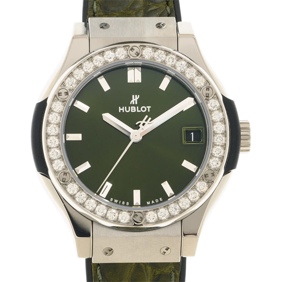Hublot Classic Fusion Quartz Green Dial Ladies Watch 581.NX.8970.LR.1104
