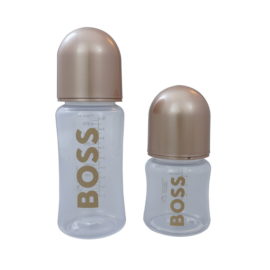 Hugo Boss Baby Feeding Bottles And Pacifier Gift Box In Gold Tone