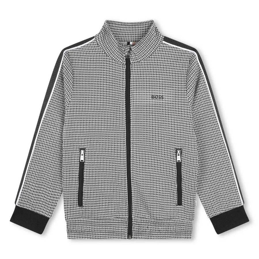Boys Houndstooth Pattern Zip-Up Jacket