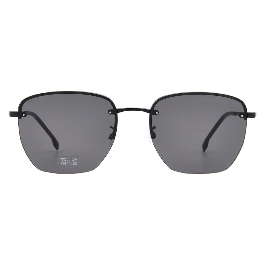 Hugo Boss Dark Grey Square Men's Sunglasses Boss 1712/f/sk 0003/ir 58 In Black