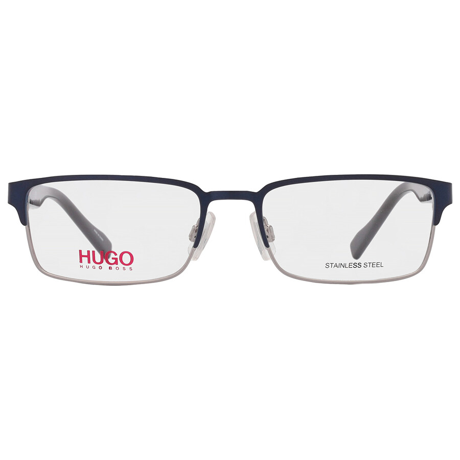 Hugo Boss Demo Rectangular Men's Eyeglasses Hg 0136 0ku0 53 In Blue