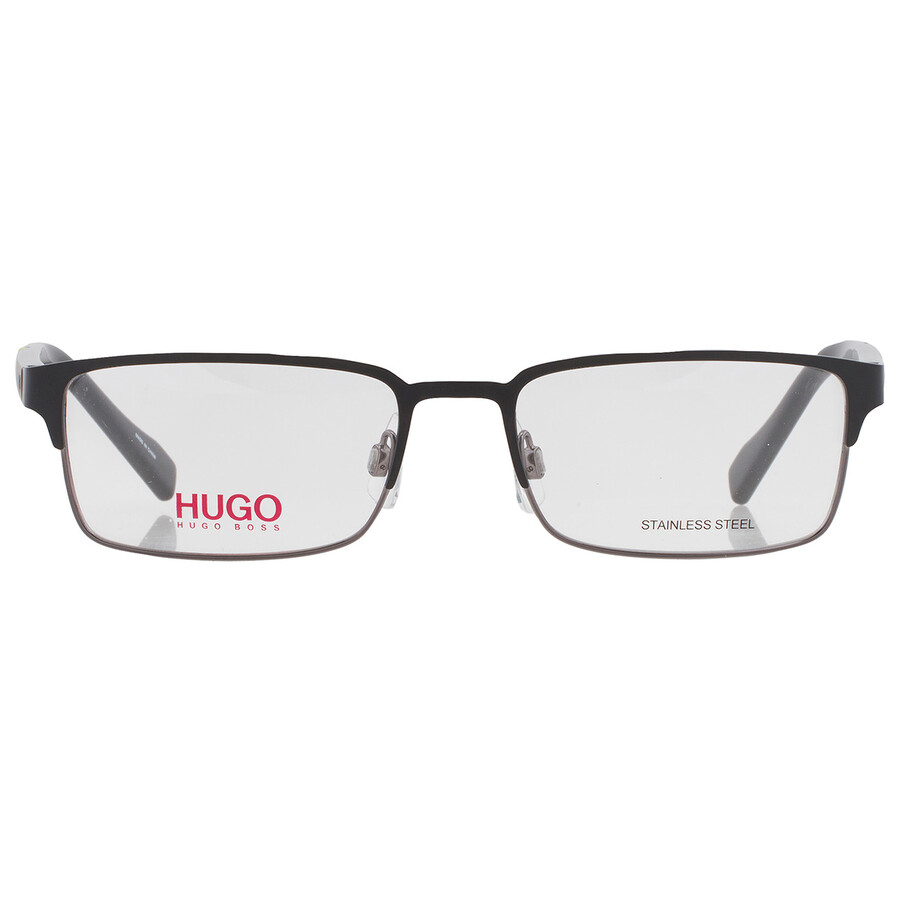 Hugo Boss Demo Rectangular Men's Eyeglasses Hg 0136 0rzz 53 In Black / Dark / Ruthenium