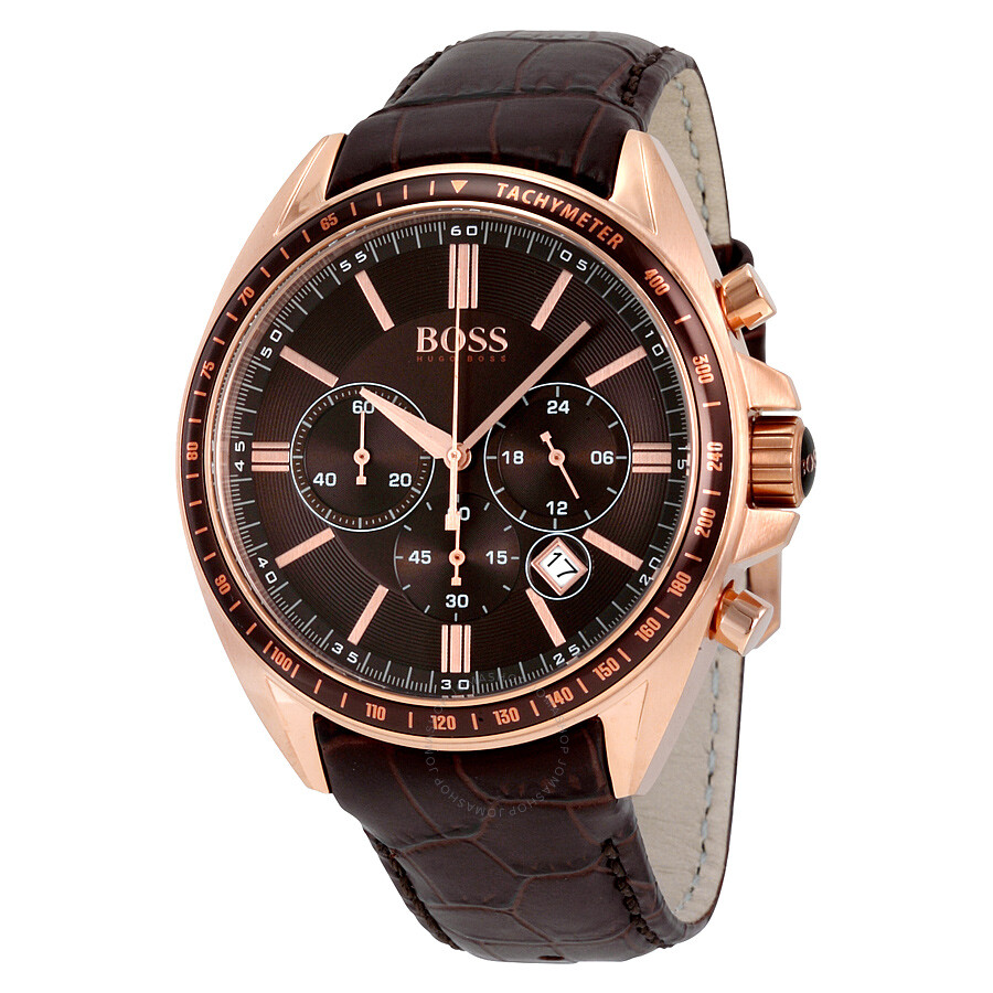 Hugo Boss Driver Chronograph Brown Dial Brown Leather Men's Watch ...