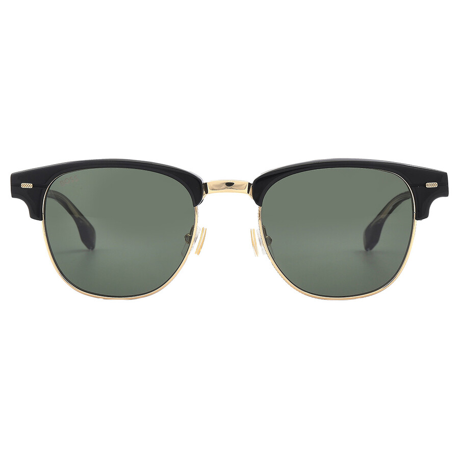 Hugo Boss Green Square Men's Sunglasses Boss 1381/s 02m2/qt 49 In Black / Gold / Green