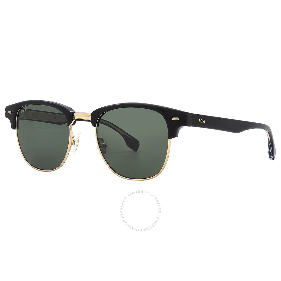 Hugo Boss Green Square Men's Sunglasses Boss 1381/s 02m2/qt 49 In Black / Gold / Green