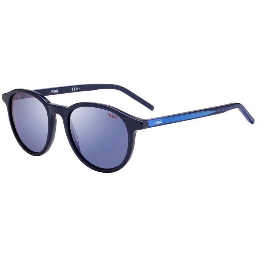 Hugo Boss Grey Blue Round Men's Sunglasses HUGHG1028S PJP 51