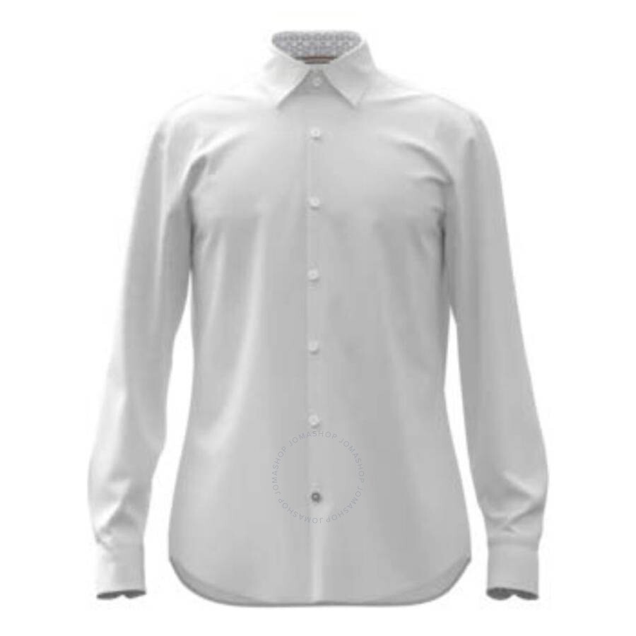 Hugo Boss Hal-kent Melange-effect Cotton Shirt In White