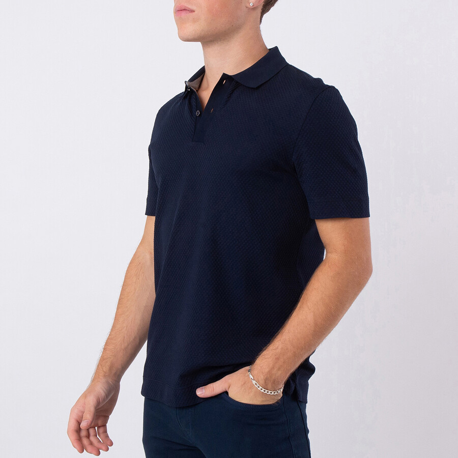 Jacquard Bubble Cotton-Silk Polo Shirt