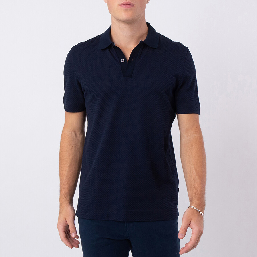 Jacquard Bubble Cotton-Silk Polo Shirt