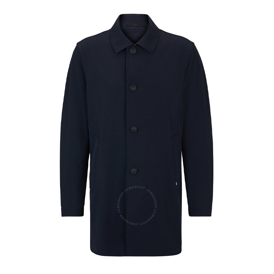 Hugo Boss Jared Regular-fit Button-up Coat In Blue