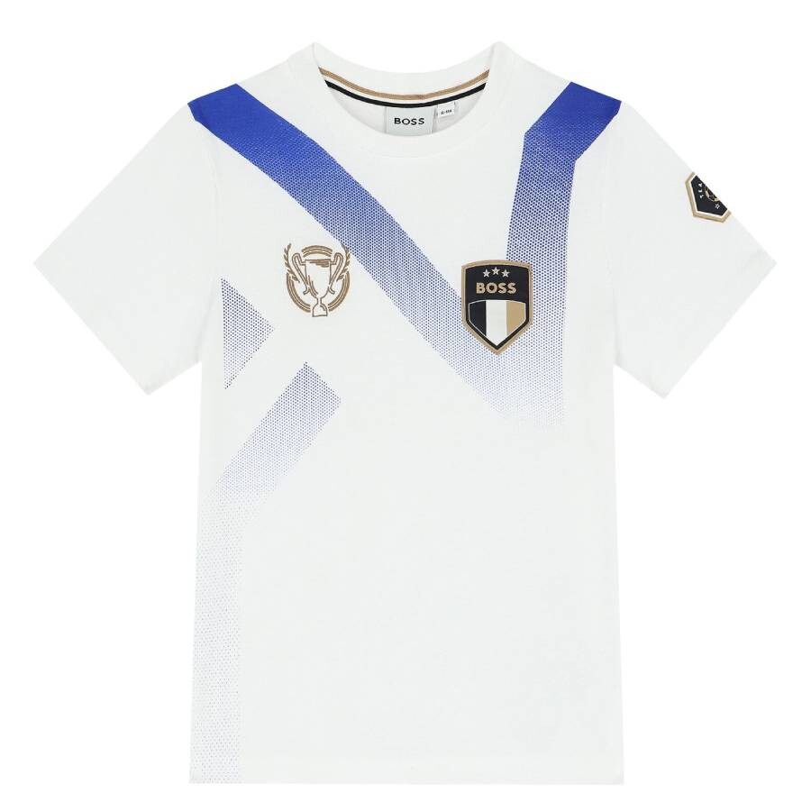 Hugo Boss Kids Degrade Artwork Logo T-shirt In White