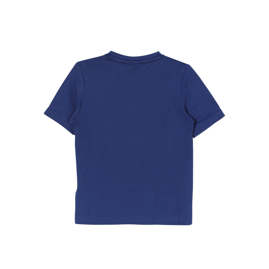 Hugo Boss Kids Electric Blue Cotton Logo T-shirt In Blue