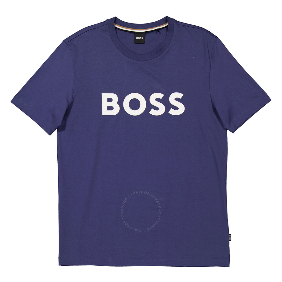 Hugo Boss Logo Print Cotton-jersey T-shirt In Blue