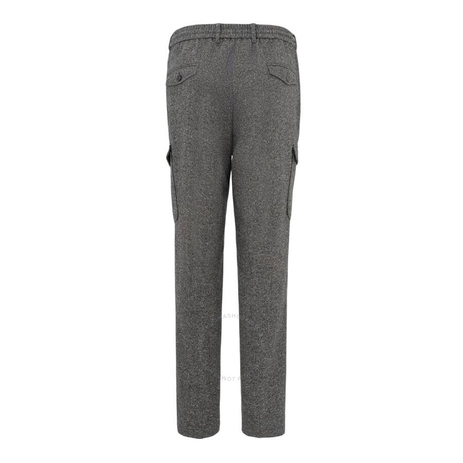 Hugo Boss Long Drawstring Wool Pants In Grey