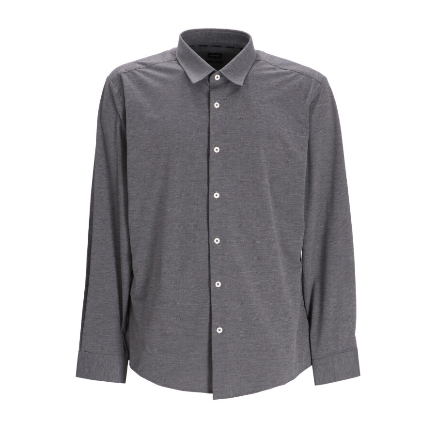 Hugo Boss Slim-fit Performance-stretch Jersey Melange Shirt In Grey