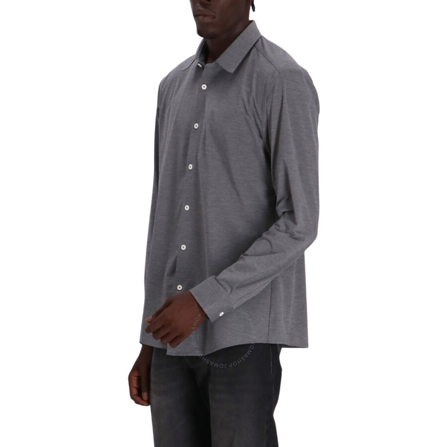 Hugo Boss Slim-fit Performance-stretch Jersey Melange Shirt In Grey