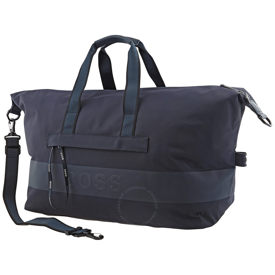 Hugo Boss Men's Logo Stripe RecycledNylon Holdall Dark Blue 50466388