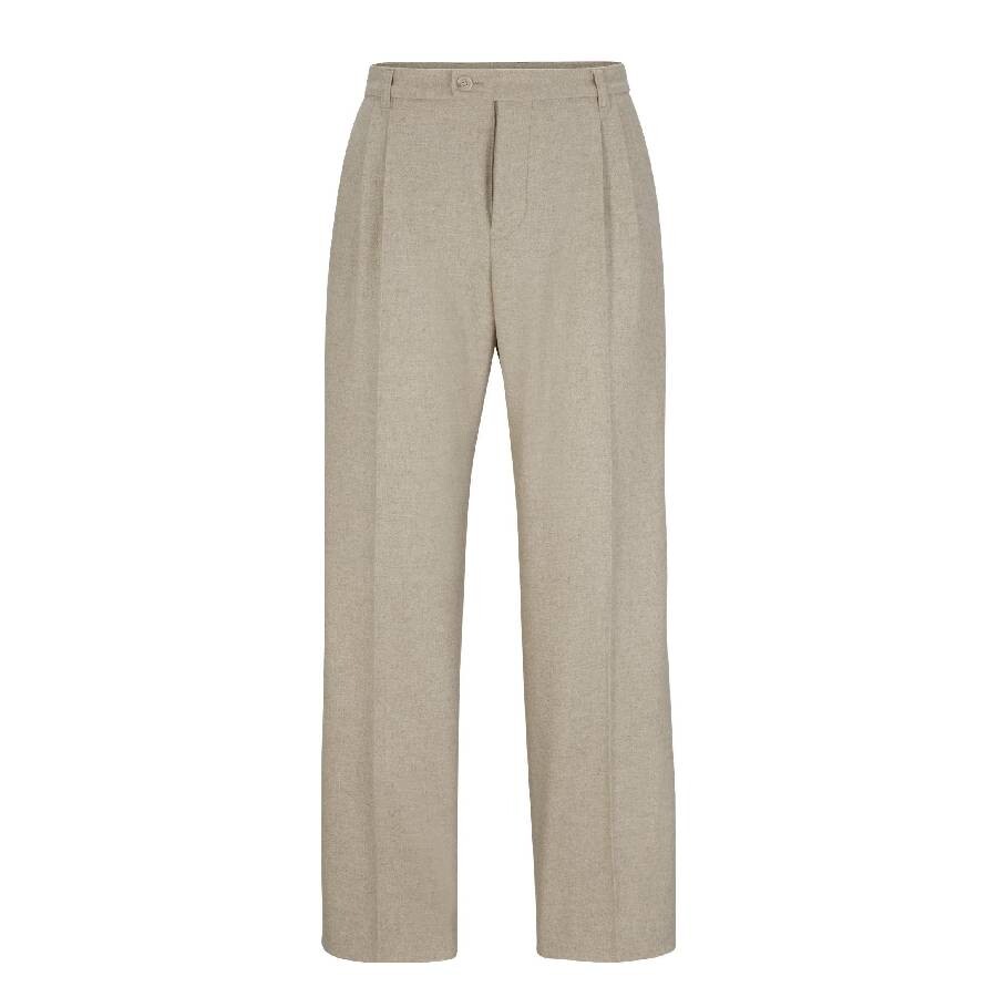 Men's Straight Waistband Wool Pants, Size Medium