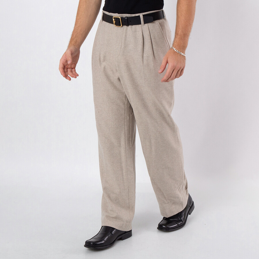 Men's Straight Waistband Wool Pants, Size Medium