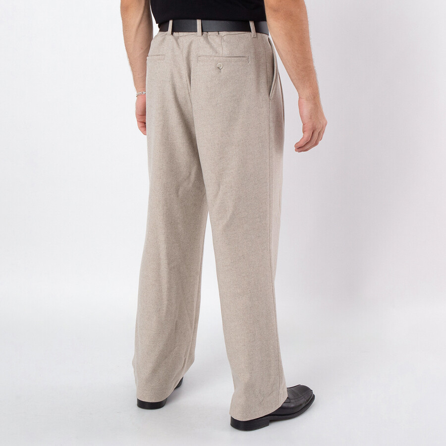 Men's Straight Waistband Wool Pants, Size Medium