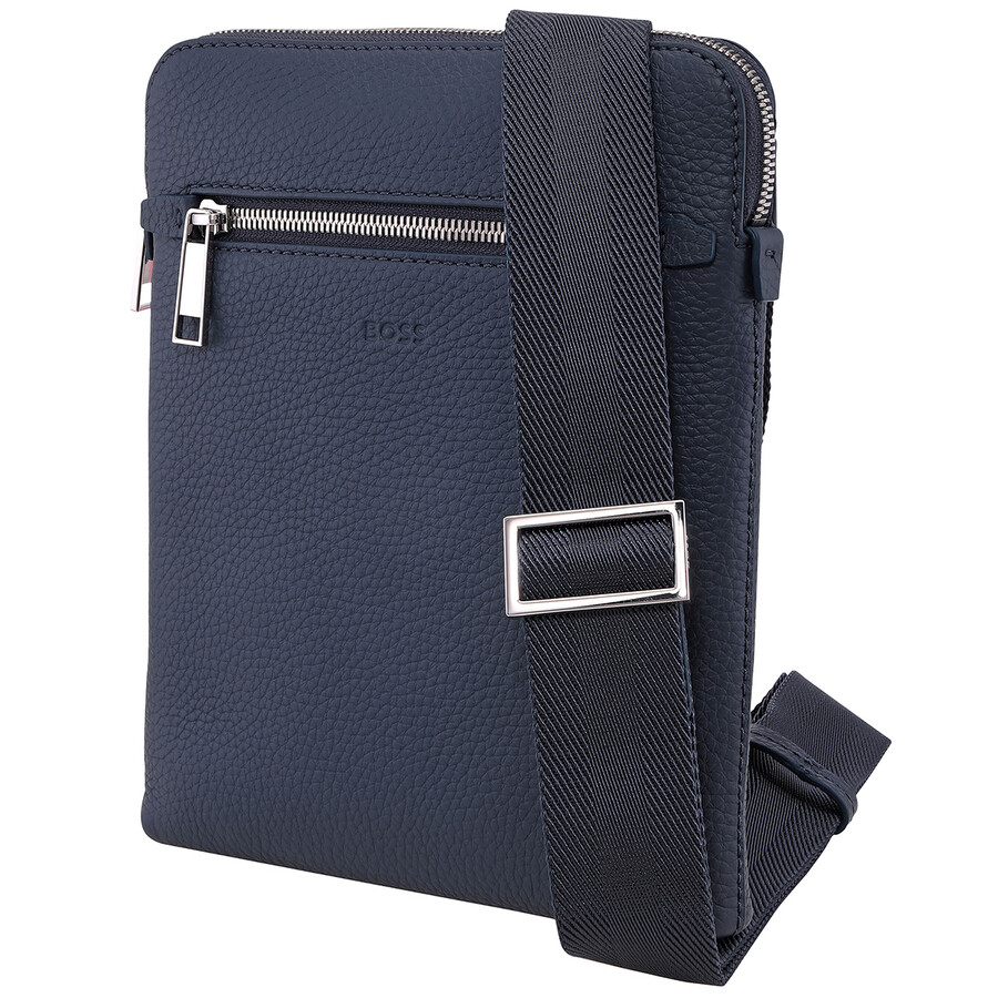 Hugo Boss Navy Grained Italian Leather Envelope Bag 50470491419