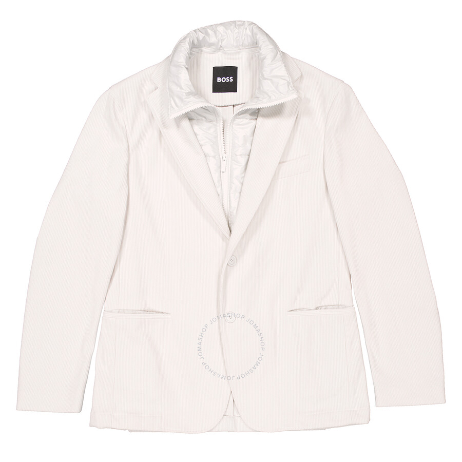 Hugo Boss Notched Lapels Corduroy Blazer In White