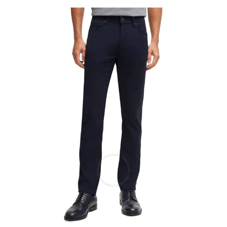 Hugo Boss Slim-fit Trousers In Micro-patterned Performance-stretch Jersey In Blue