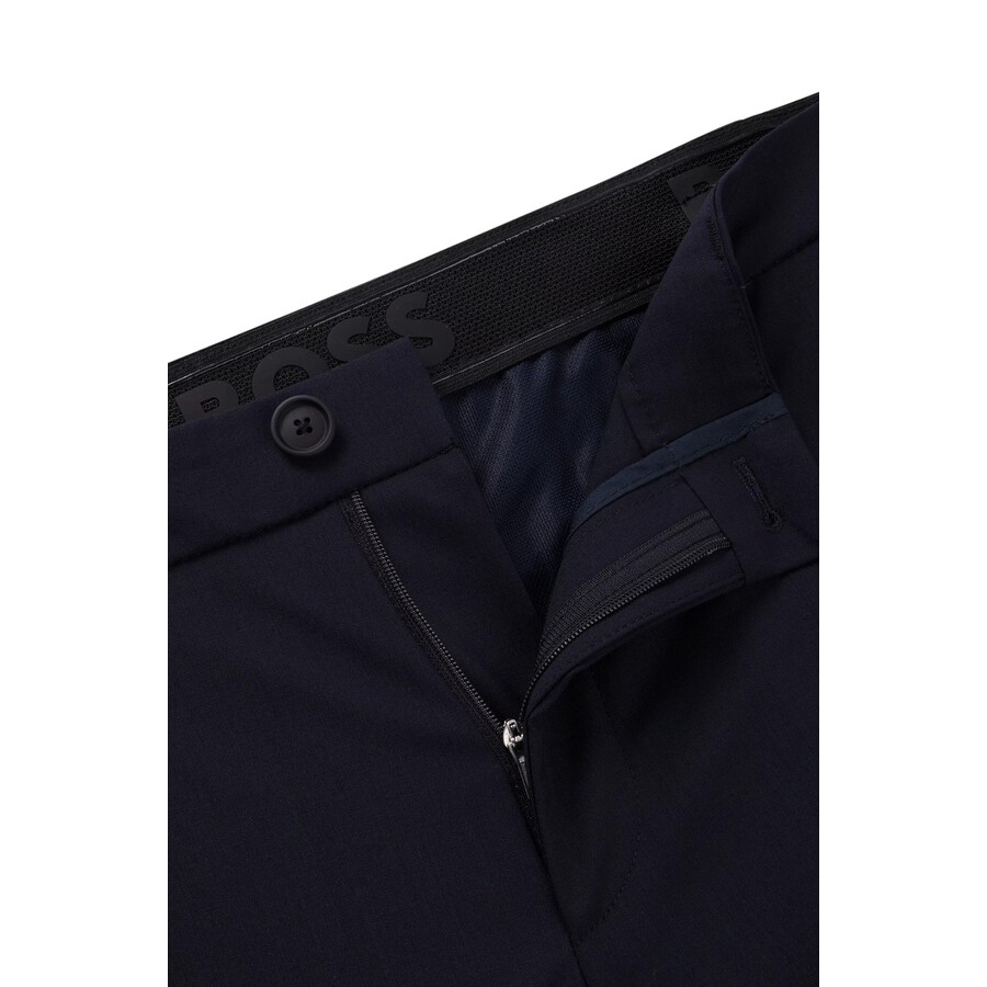Hugo Boss Performance-stretch Wool-blend Trousers In Blue