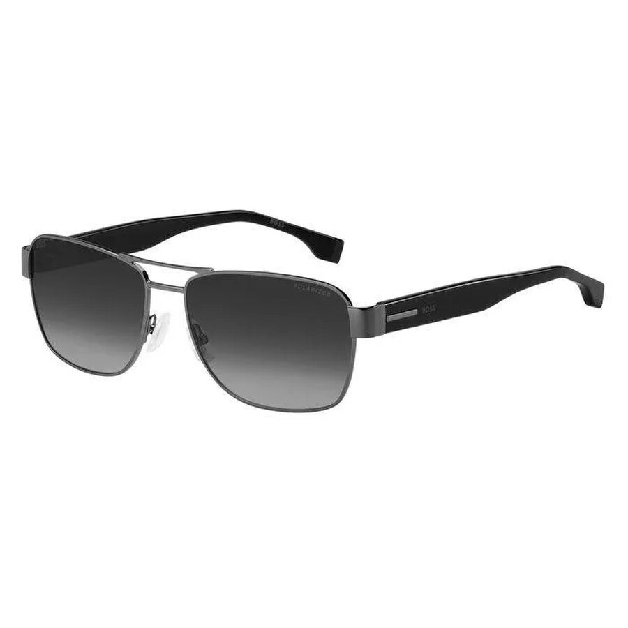 Hugo Boss 60mm Polarized Rectangular Sunglasses In Black