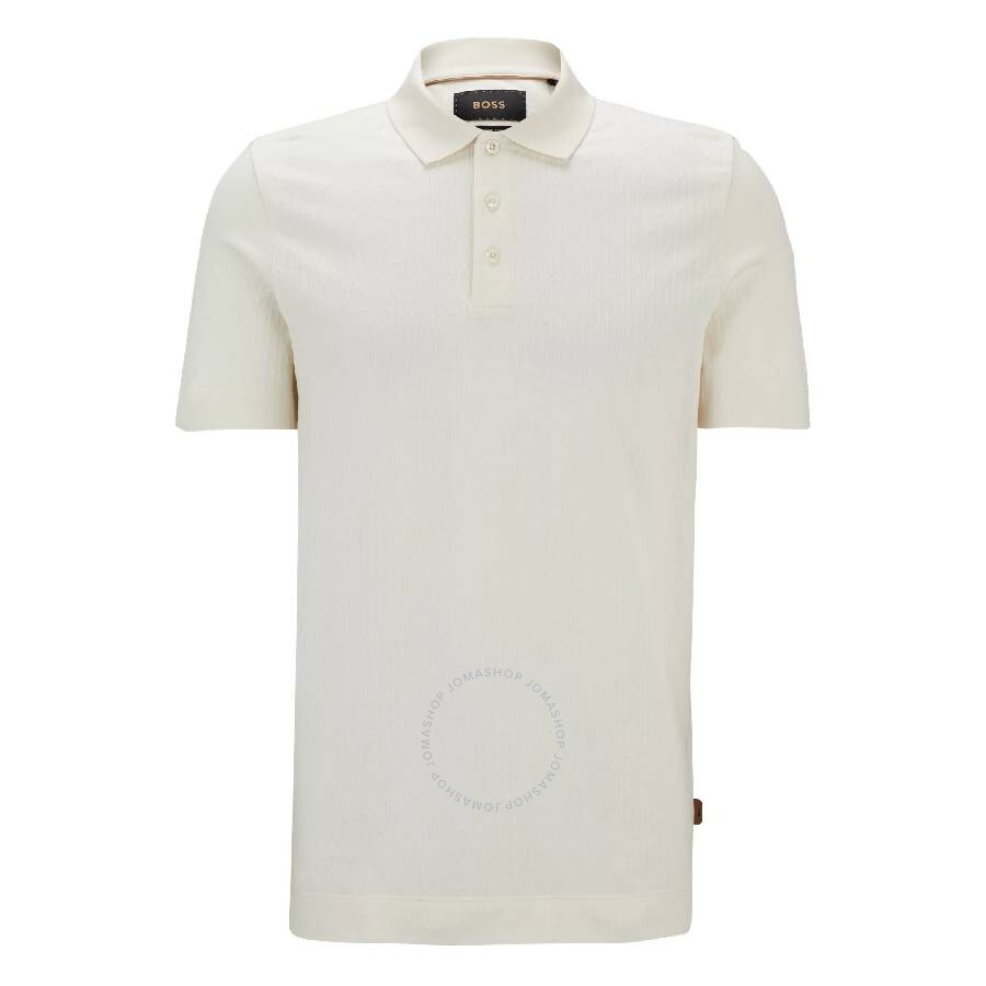 Hugo Boss Regular-fit Polo Shirt In Quilted Cotton And Silk In White