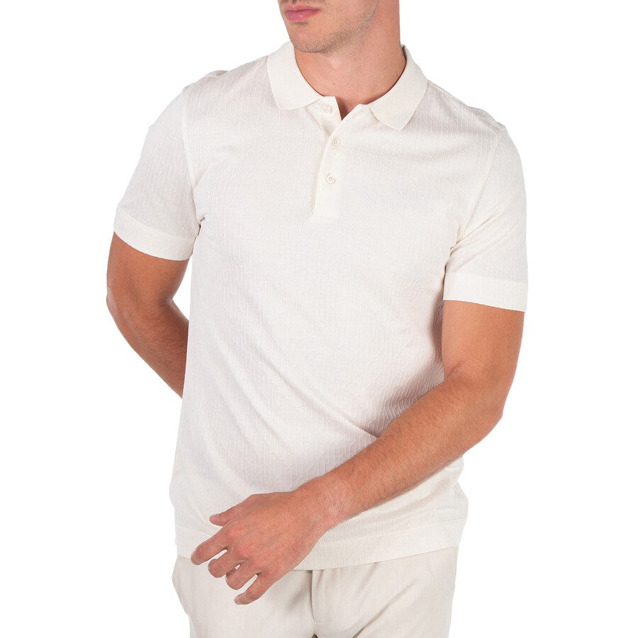 Quilted Pattern Short Sleeve Polo Shirt, Size Small
