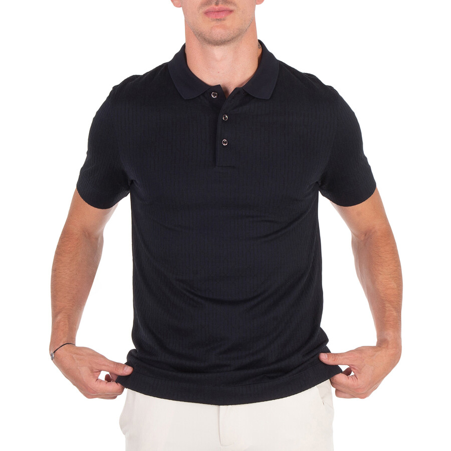 Quilted Pattern Short Sleeve Polo Shirt, Size Small
