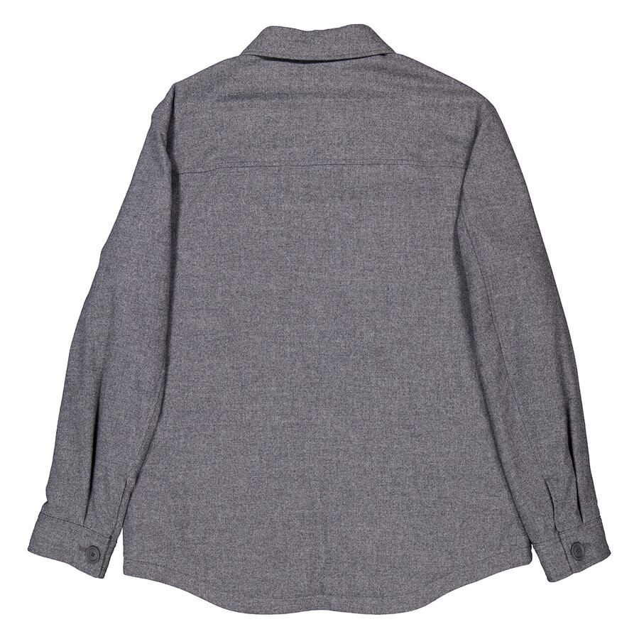 Hugo Boss Boss Brushed Flannel Overshirt With Quilted Interior In Silver Tone