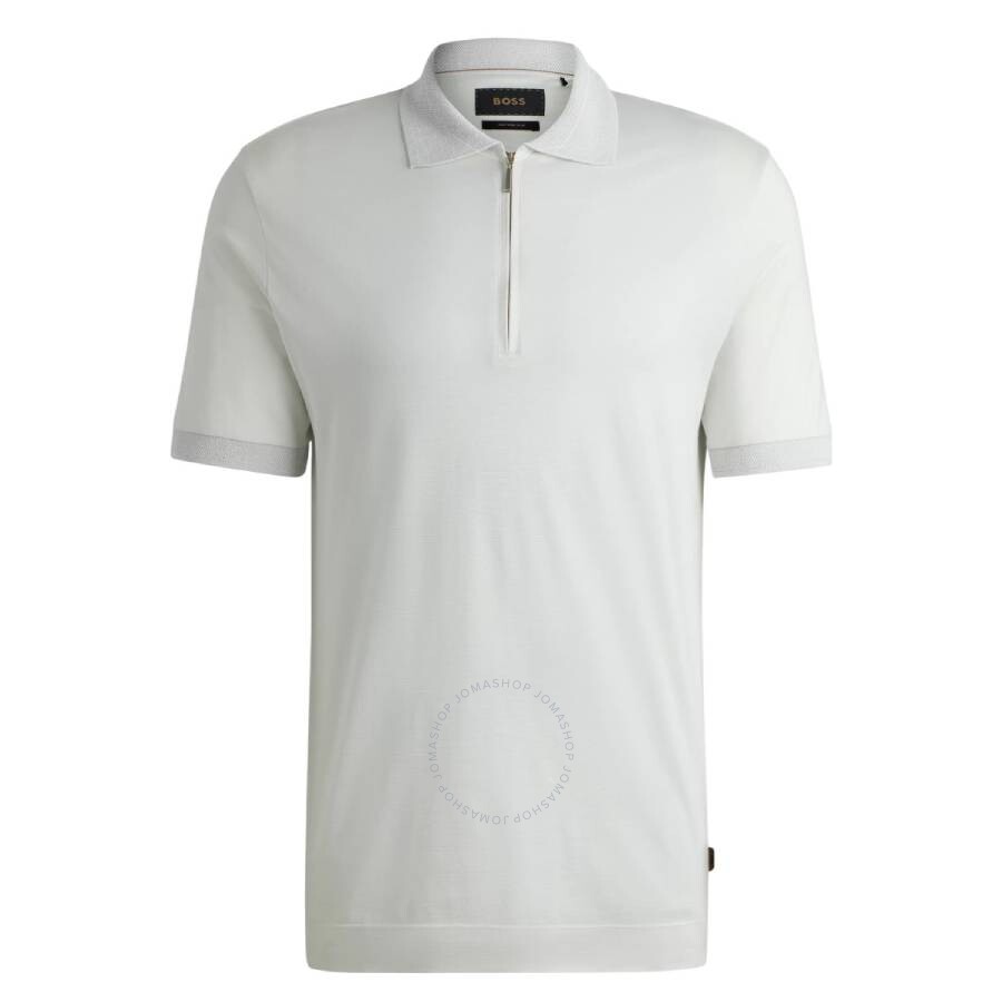Hugo Boss Zip-placket Polo Shirt In Cotton And Silk