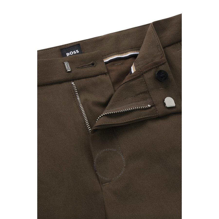 Hugo Boss Slim-fit Trousers In Stretch Cotton In Green