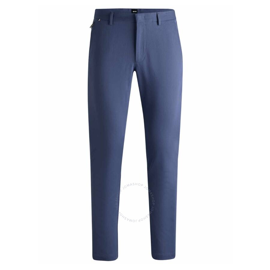 Hugo Boss Stretch Cotton Slim-fit Trousers In Blue