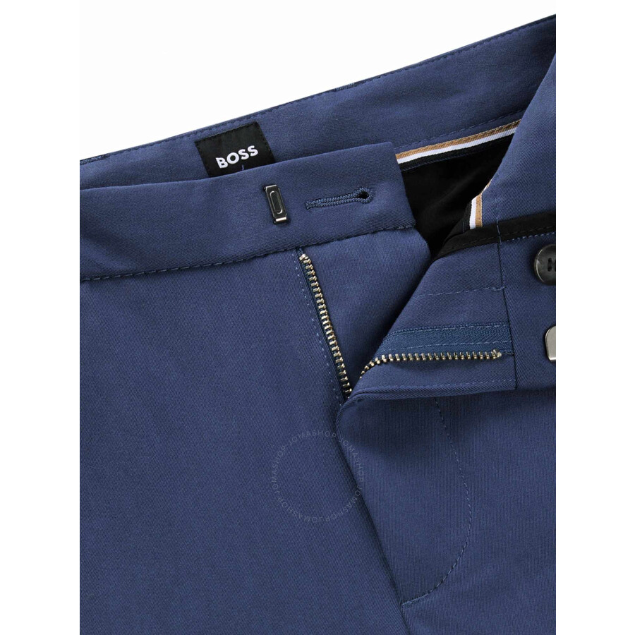 Hugo Boss Stretch Cotton Slim-fit Trousers In Blue
