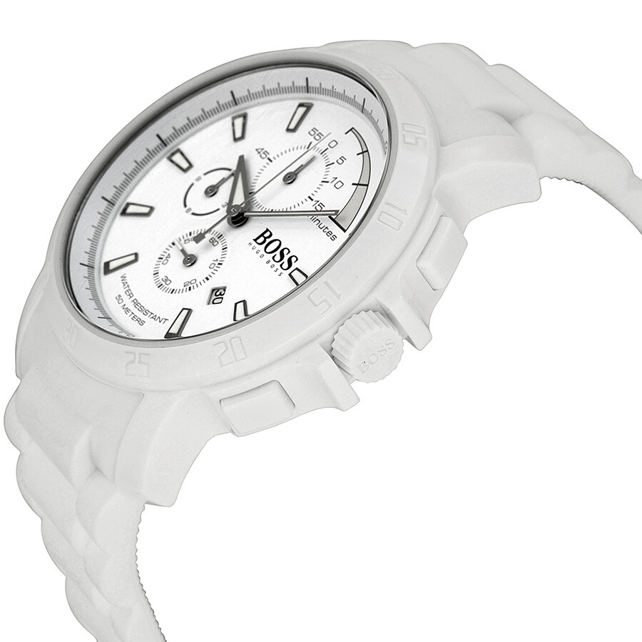 Hugo Boss White Out Chronograph White Dial White Rubber Men's Watch 1512848 Hugo Boss