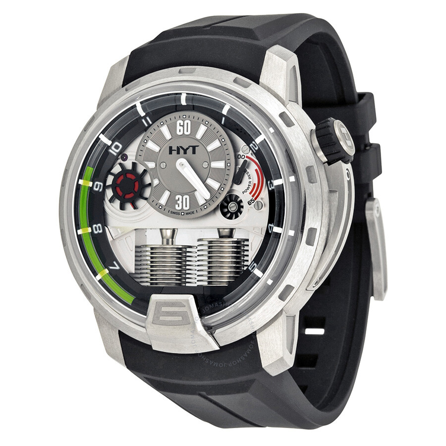 Shop Hyt H1 Titanium Grey Dial Mechanical Black Rubber Men's Watch 148-tt-11-gf-ru In Black / Grey