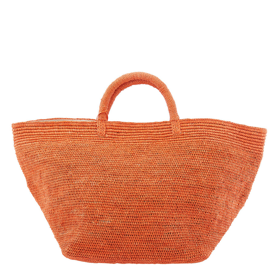 Ibeliv Vanilla Raffia Tote In Orange