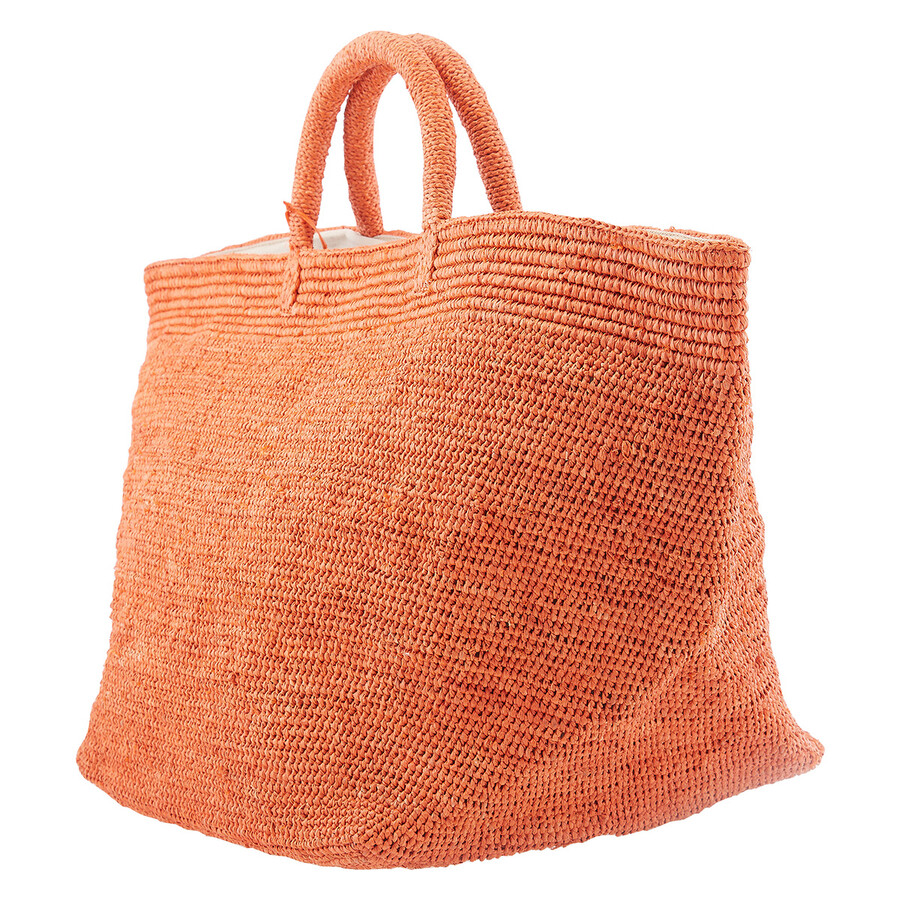Ibeliv Vanilla Raffia Tote In Orange
