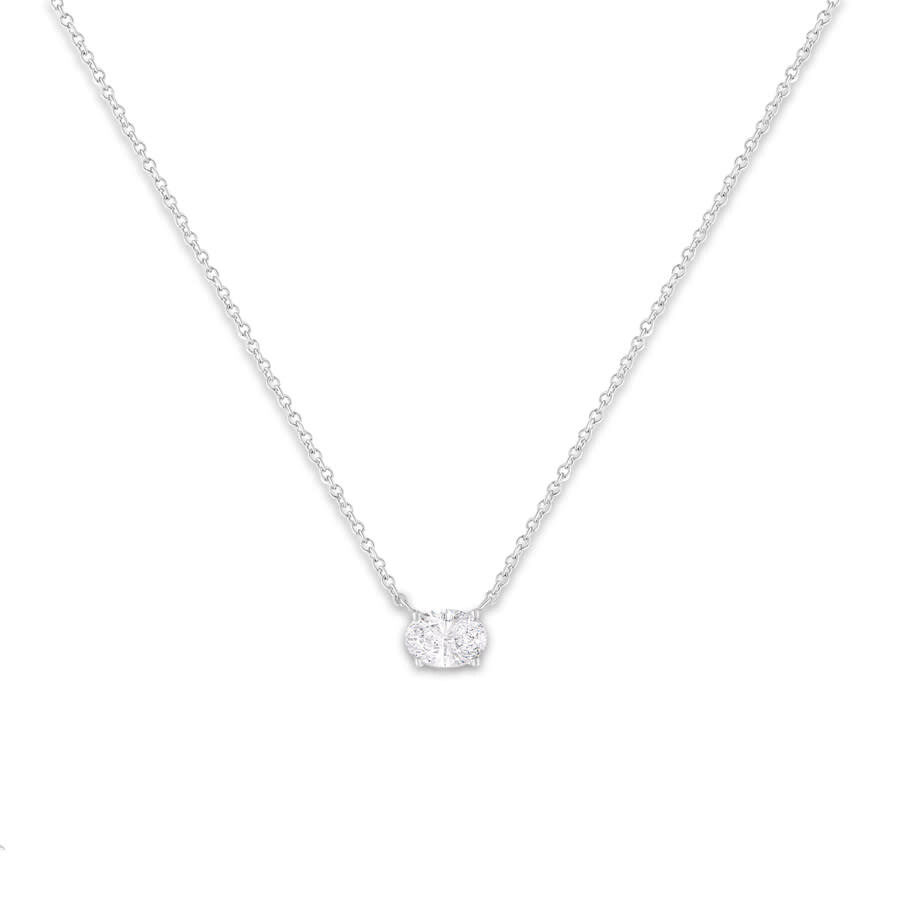 Haus Of Brilliance Igi Certified 10k White Gold 1/2 Cttw Lab Grown Oval Shape Solitaire Diamond East West 18" Pendant N In White