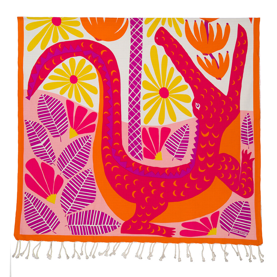 Inoui Editions Pink Fouta 100 Mangrove Print Towel In Pink