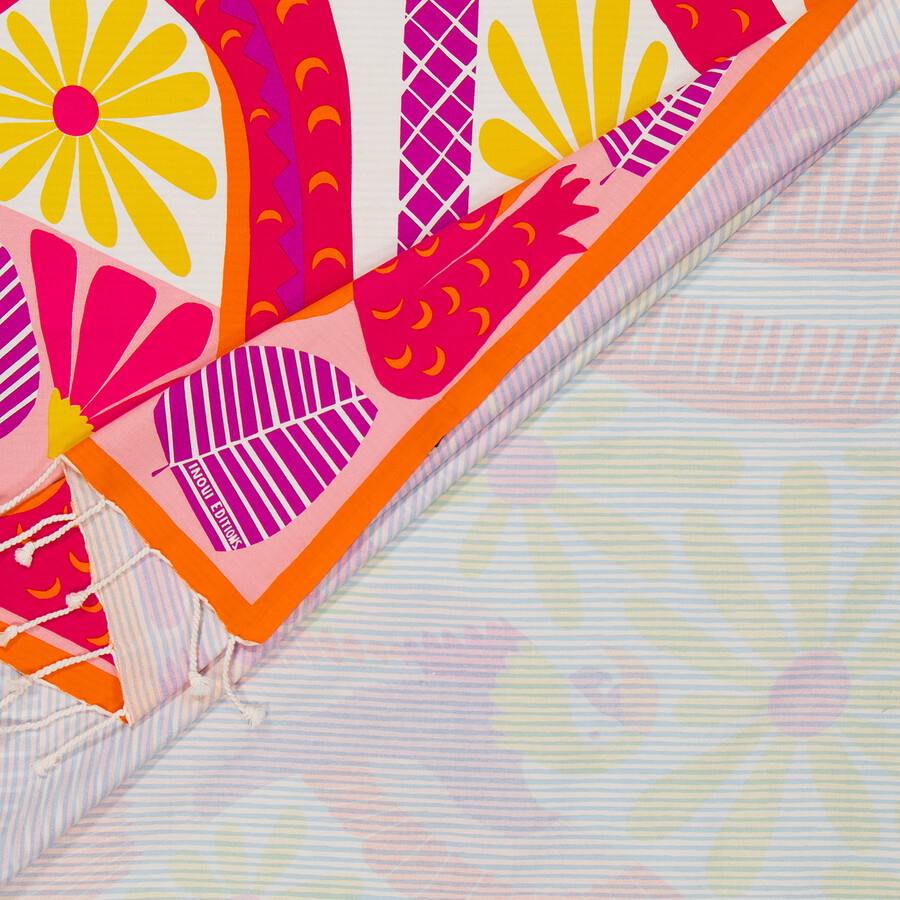 Inoui Editions Pink Fouta 100 Mangrove Print Towel In Pink