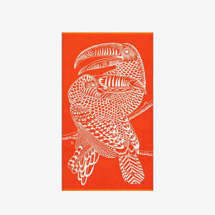 Inoui Editions Toucan Beach Towel  Orange In Orange
